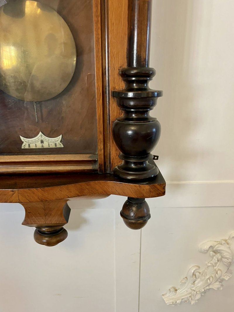 Antique Victorian Quality Carved Walnut Vienna Wall Clock - Image 10